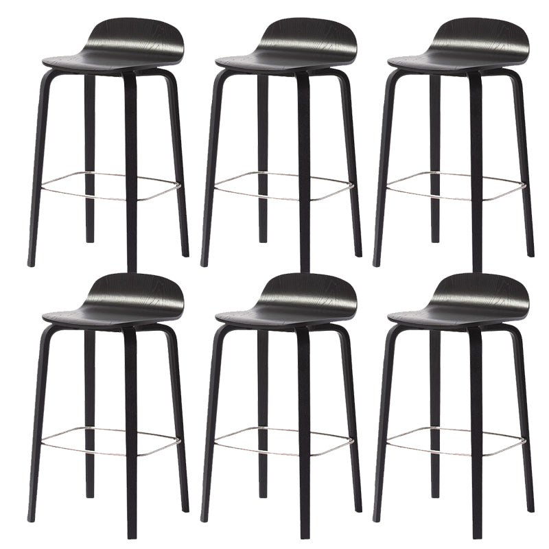 Modern Armless Backrest Counter Stool Wood Cafe Bar Stool with Wooden Seat and Pedal