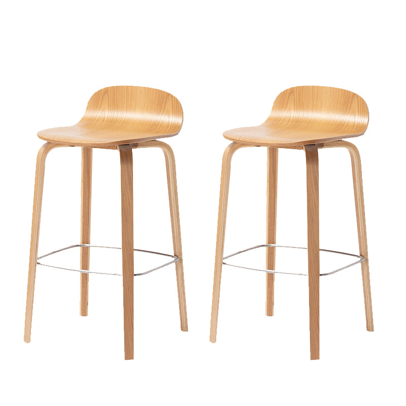 Modern Armless Backrest Counter Stool Wood Cafe Bar Stool with Wooden Seat and Pedal