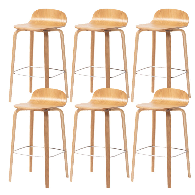 Modern Armless Backrest Counter Stool Wood Cafe Bar Stool with Wooden Seat and Pedal