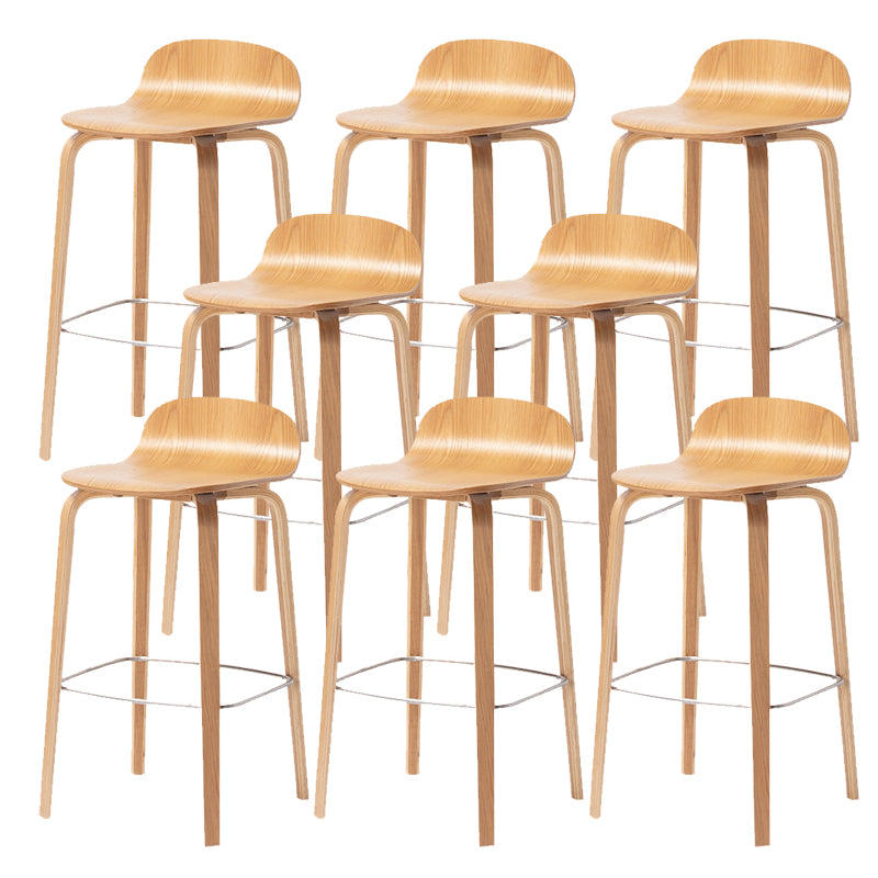 Modern Armless Backrest Counter Stool Wood Cafe Bar Stool with Wooden Seat and Pedal