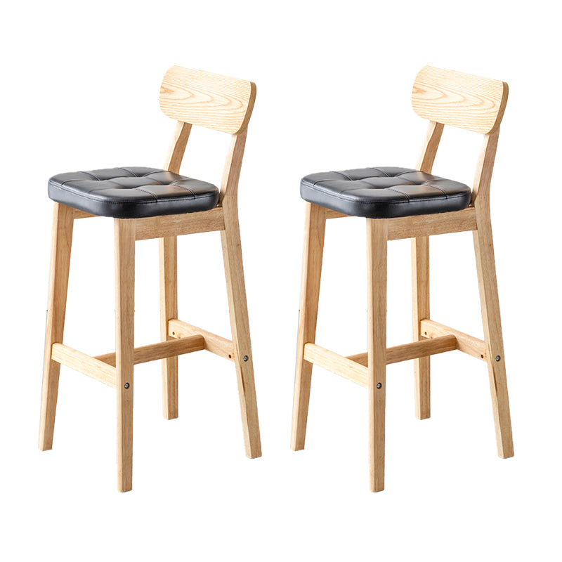 Modern Armless Backrest Counter Stool Oak Wood Cafe Bar Stool with Cushion and Pedal