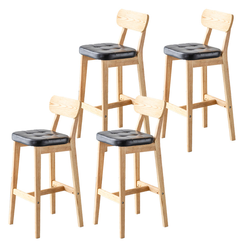Modern Armless Backrest Counter Stool Oak Wood Cafe Bar Stool with Cushion and Pedal