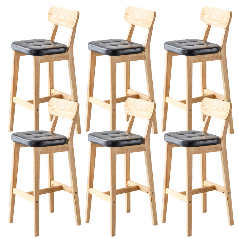 Modern Armless Backrest Counter Stool Oak Wood Cafe Bar Stool with Cushion and Pedal