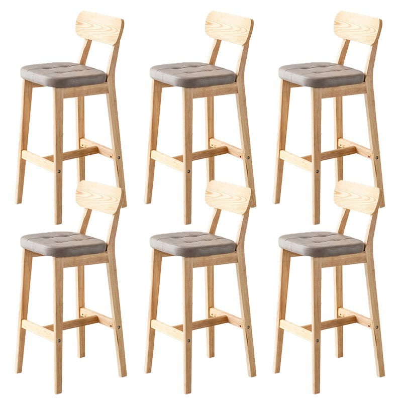 Modern Armless Backrest Counter Stool Oak Wood Cafe Bar Stool with Cushion and Pedal
