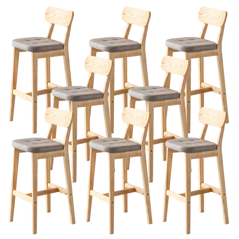 Modern Armless Backrest Counter Stool Oak Wood Cafe Bar Stool with Cushion and Pedal