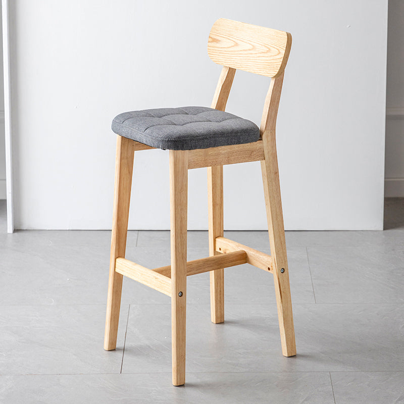 Modern Armless Backrest Counter Stool Oak Wood Cafe Bar Stool with Cushion and Pedal