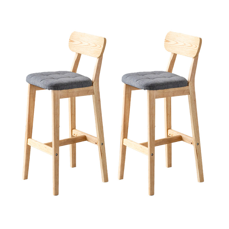 Modern Armless Backrest Counter Stool Oak Wood Cafe Bar Stool with Cushion and Pedal