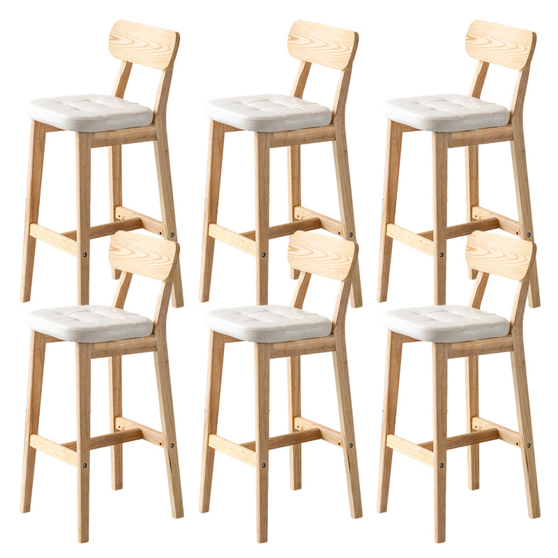 Modern Armless Backrest Counter Stool Oak Wood Cafe Bar Stool with Cushion and Pedal