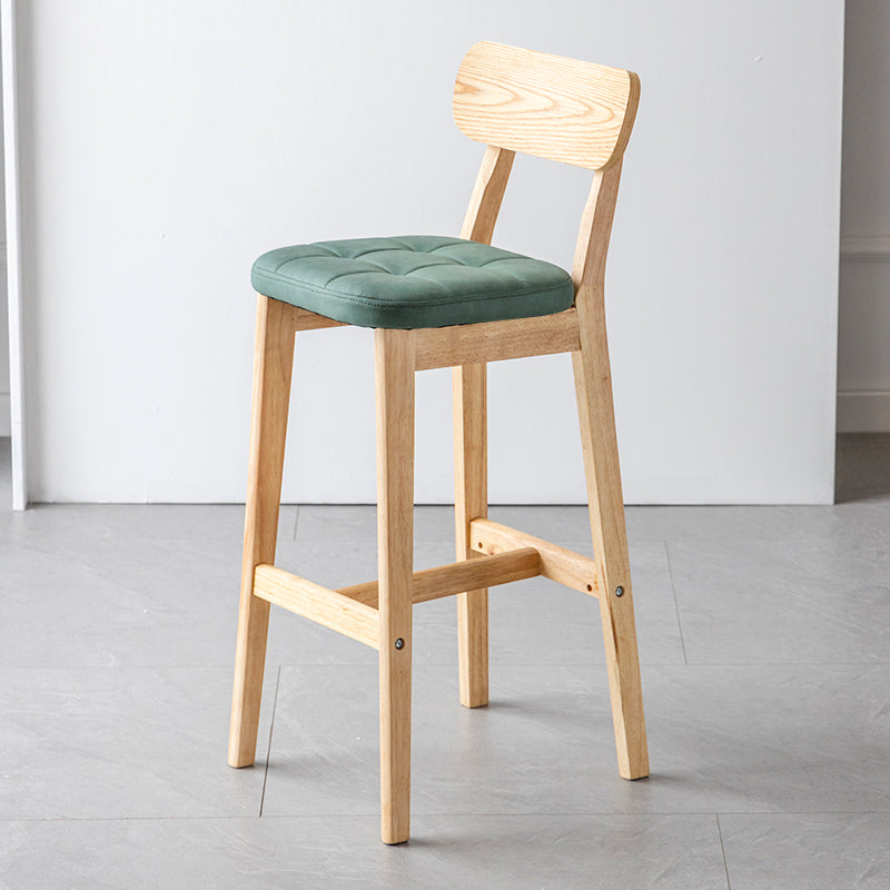 Modern Armless Backrest Counter Stool Oak Wood Cafe Bar Stool with Cushion and Pedal