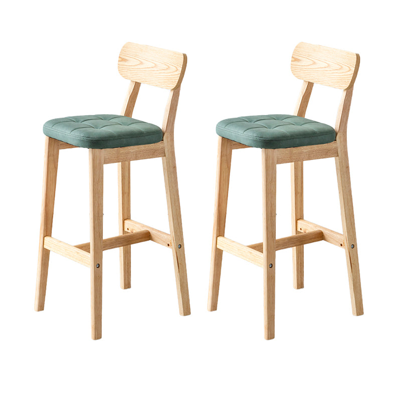 Modern Armless Backrest Counter Stool Oak Wood Cafe Bar Stool with Cushion and Pedal