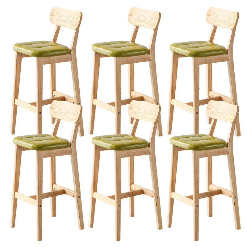Modern Armless Backrest Counter Stool Oak Wood Cafe Bar Stool with Cushion and Pedal
