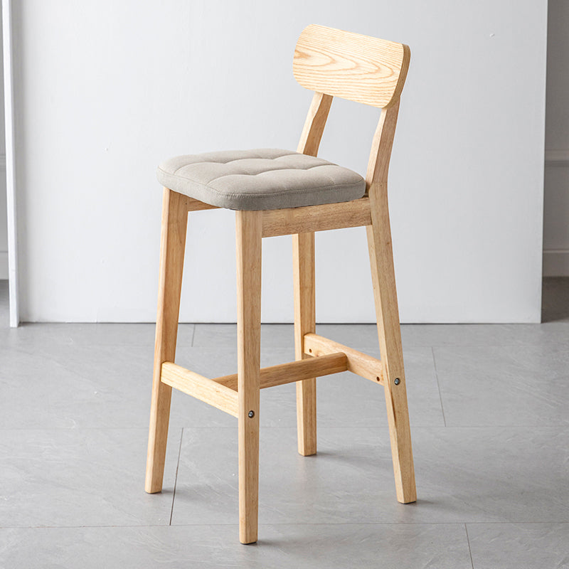 Modern Armless Backrest Counter Stool Oak Wood Cafe Bar Stool with Cushion and Pedal