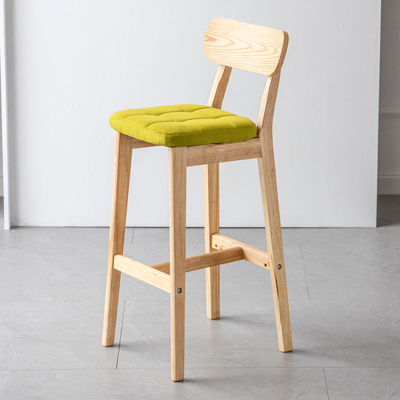 Modern Armless Backrest Counter Stool Oak Wood Cafe Bar Stool with Cushion and Pedal