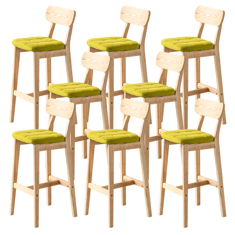 Modern Armless Backrest Counter Stool Oak Wood Cafe Bar Stool with Cushion and Pedal