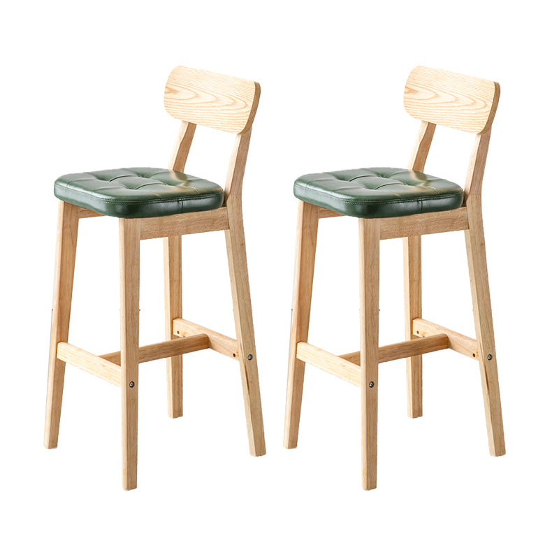Modern Armless Backrest Counter Stool Oak Wood Cafe Bar Stool with Cushion and Pedal