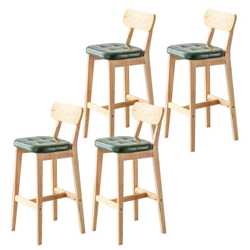 Modern Armless Backrest Counter Stool Oak Wood Cafe Bar Stool with Cushion and Pedal