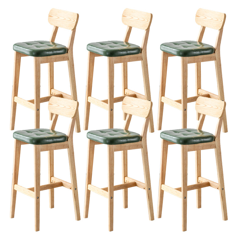 Modern Armless Backrest Counter Stool Oak Wood Cafe Bar Stool with Cushion and Pedal