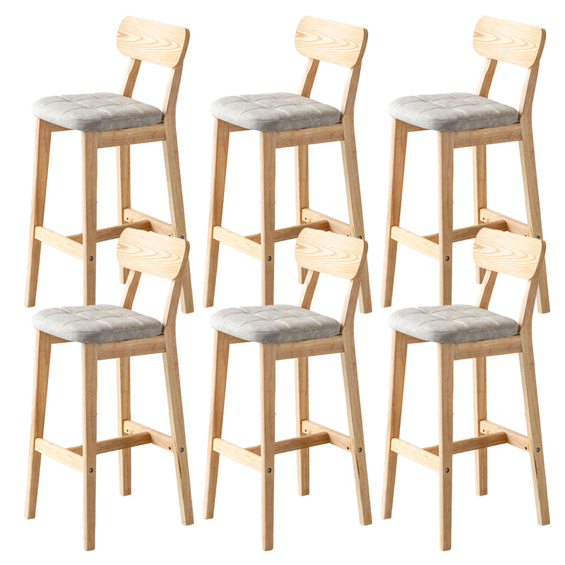 Modern Armless Backrest Counter Stool Oak Wood Cafe Bar Stool with Cushion and Pedal