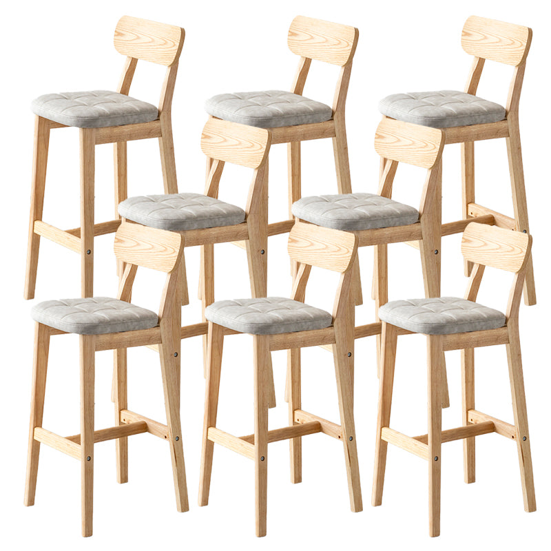 Modern Armless Backrest Counter Stool Oak Wood Cafe Bar Stool with Cushion and Pedal
