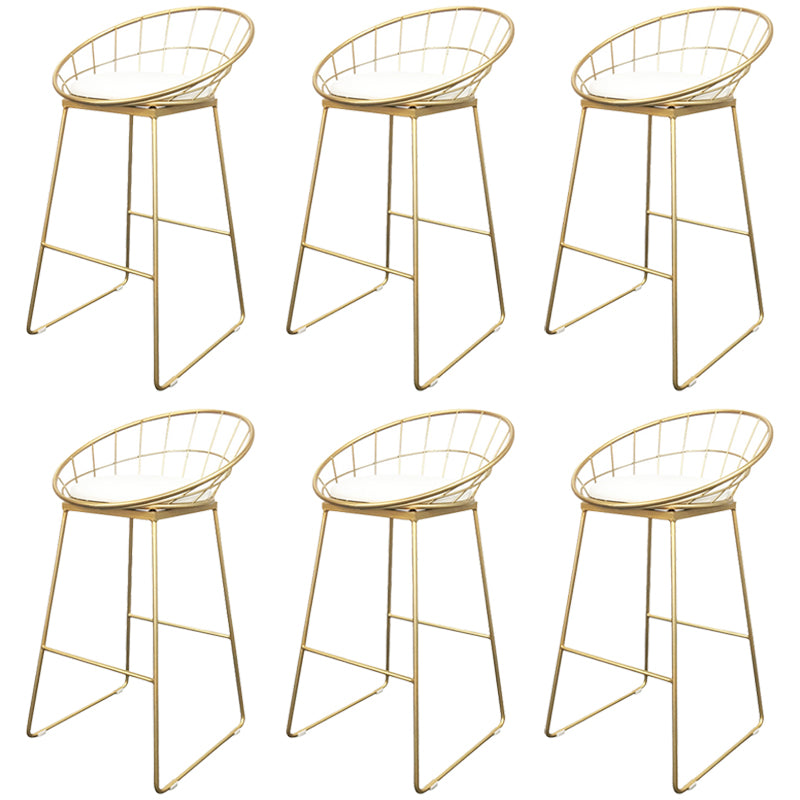 Glam Armless Dining Stool Low Back Bar Stool with Gold Metal Base