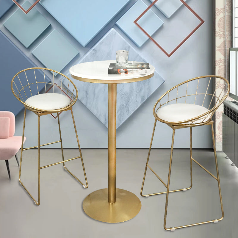 Glam Armless Dining Stool Low Back Bar Stool with Gold Metal Base