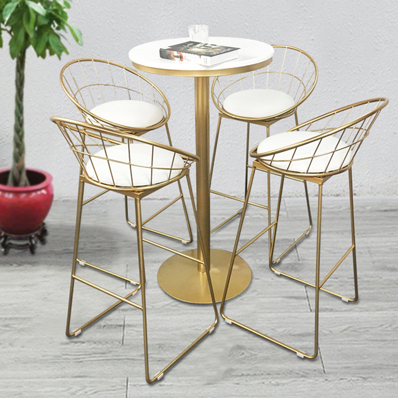 Glam Armless Dining Stool Low Back Bar Stool with Gold Metal Base