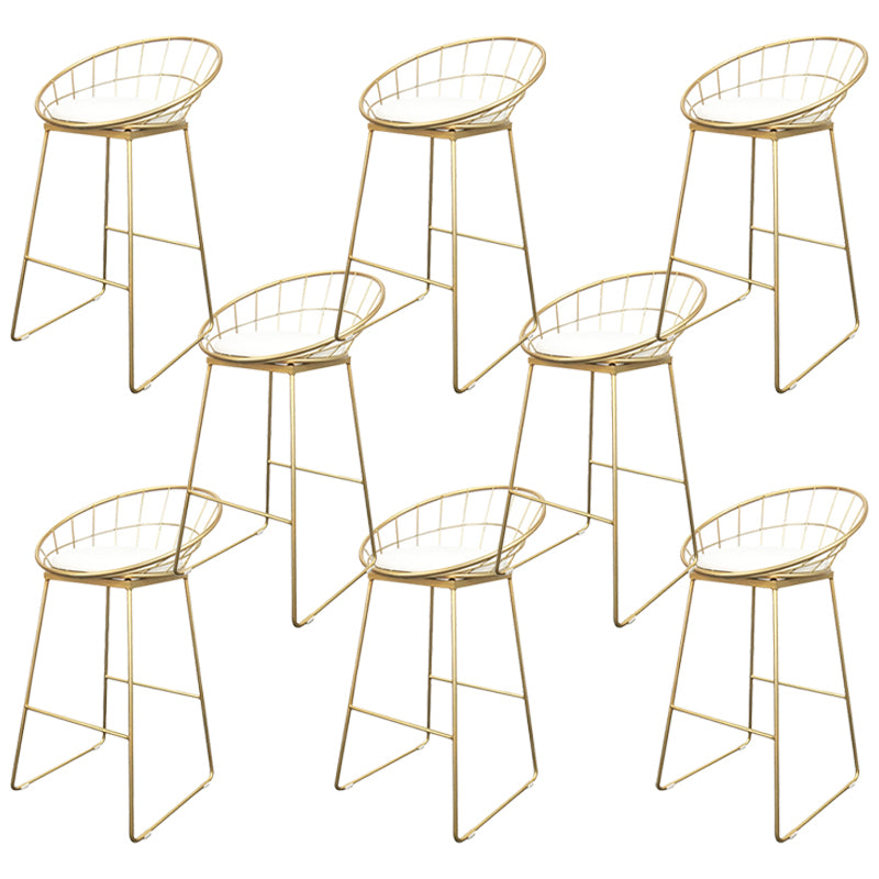 Glam Armless Dining Stool Low Back Bar Stool with Gold Metal Base