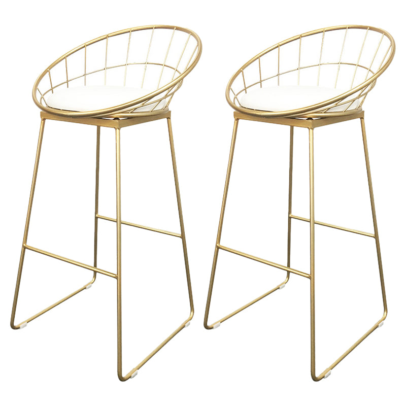 Glam Armless Dining Stool Low Back Bar Stool with Gold Metal Base
