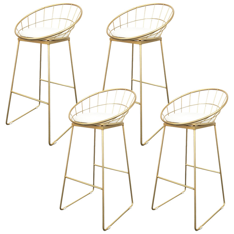 Glam Armless Dining Stool Low Back Bar Stool with Gold Metal Base