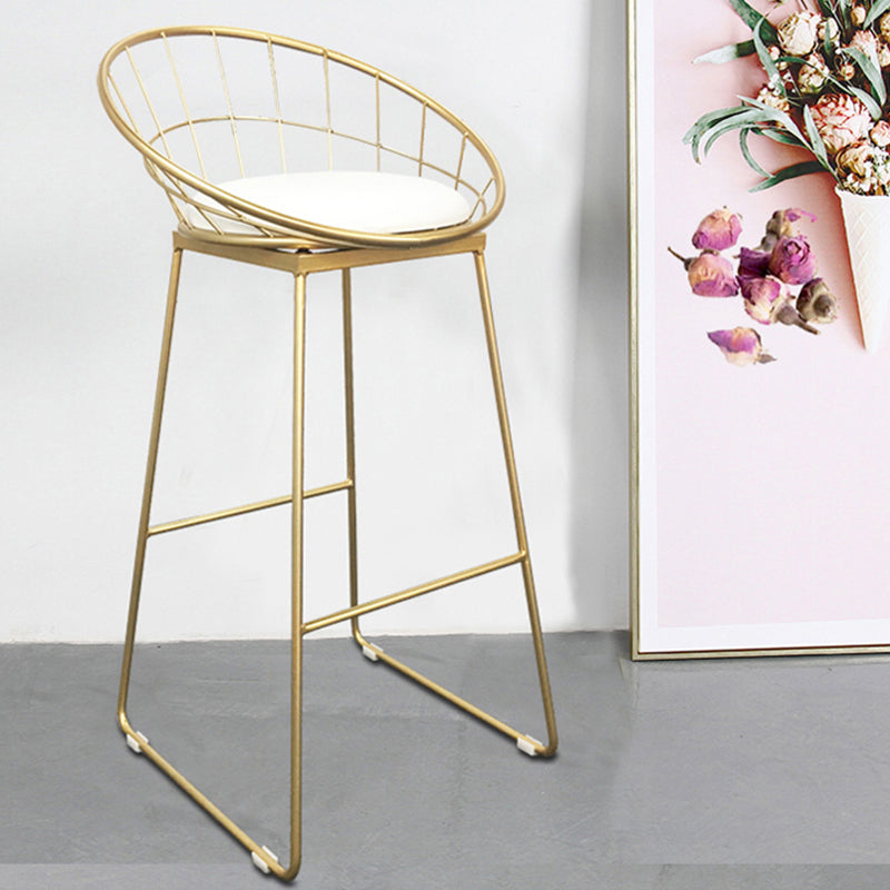 Glam Armless Dining Stool Low Back Bar Stool with Gold Metal Base