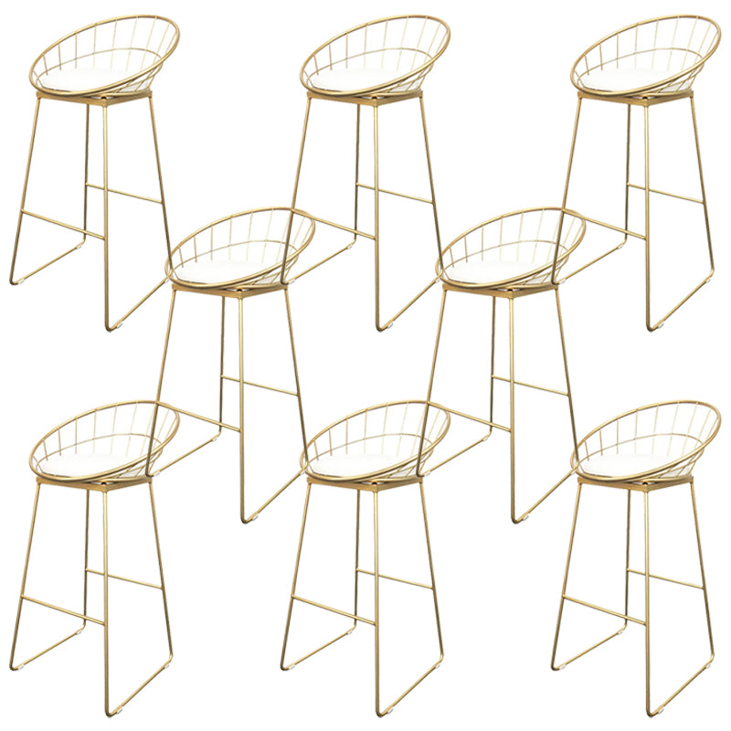 Glam Armless Dining Stool Low Back Bar Stool with Gold Metal Base