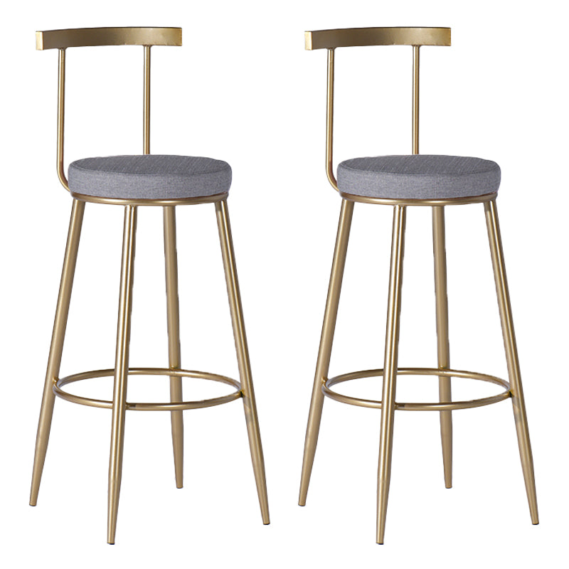 Glam Armless Dining Stool Low Back Bar Stool with Gold Metal Base