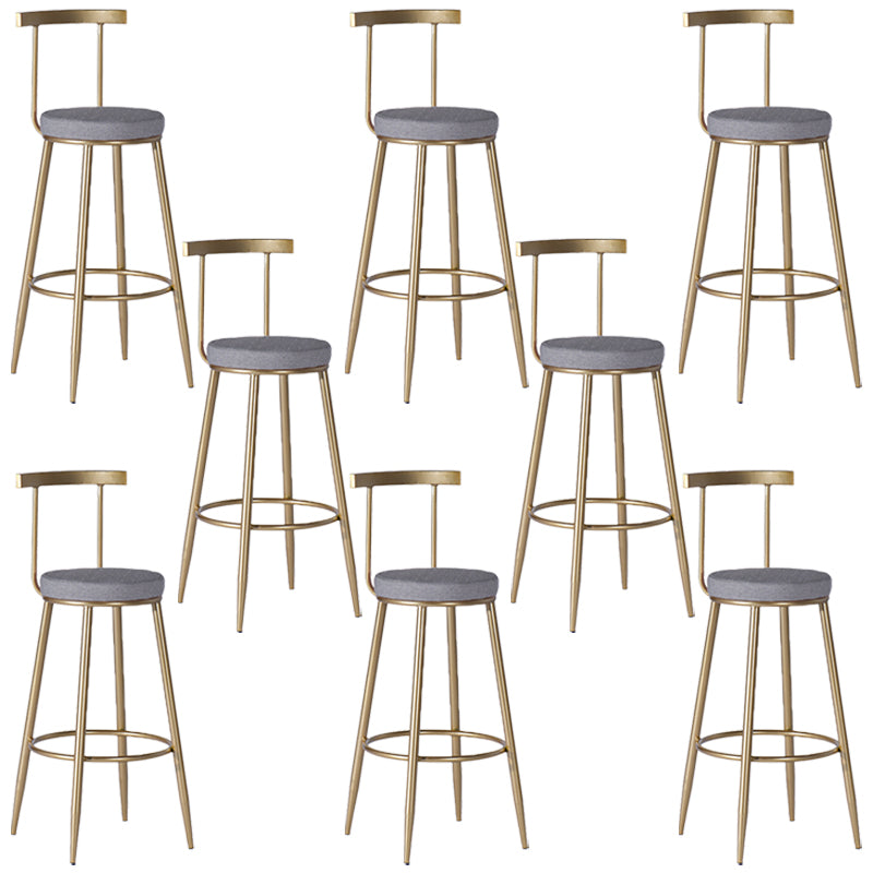 Glam Armless Dining Stool Low Back Bar Stool with Gold Metal Base