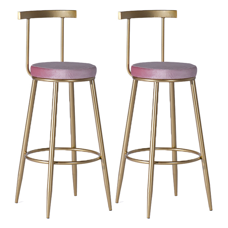 Glam Armless Dining Stool Low Back Bar Stool with Gold Metal Base
