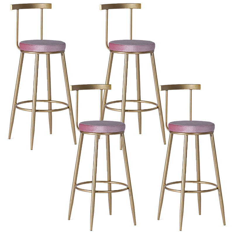 Glam Armless Dining Stool Low Back Bar Stool with Gold Metal Base