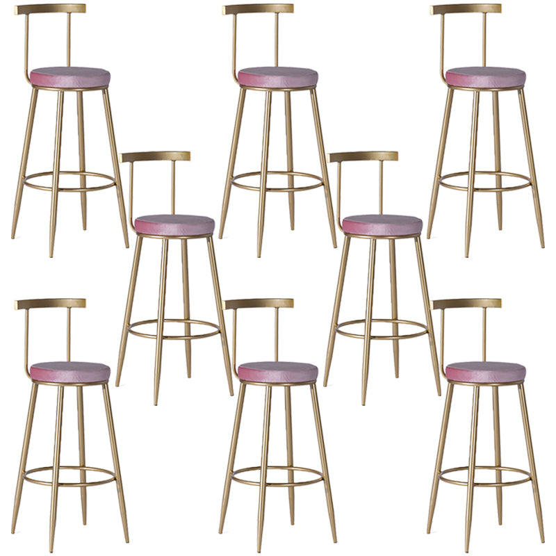 Glam Armless Dining Stool Low Back Bar Stool with Gold Metal Base