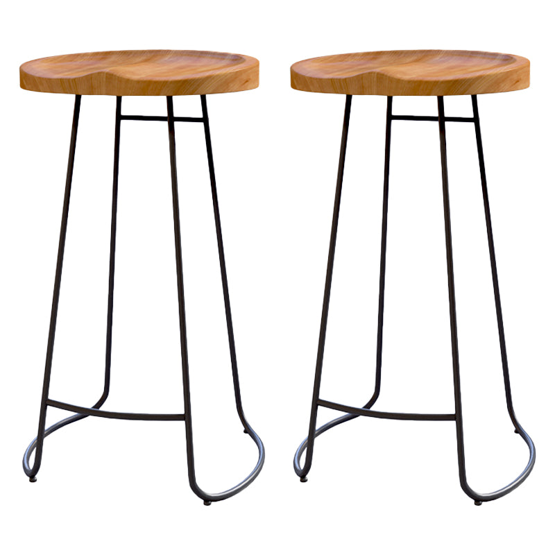 Armless Dining Stools Modern Bar Stools with Black Metal Base