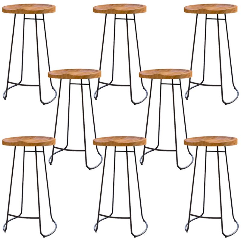 Armless Dining Stools Modern Bar Stools with Black Metal Base