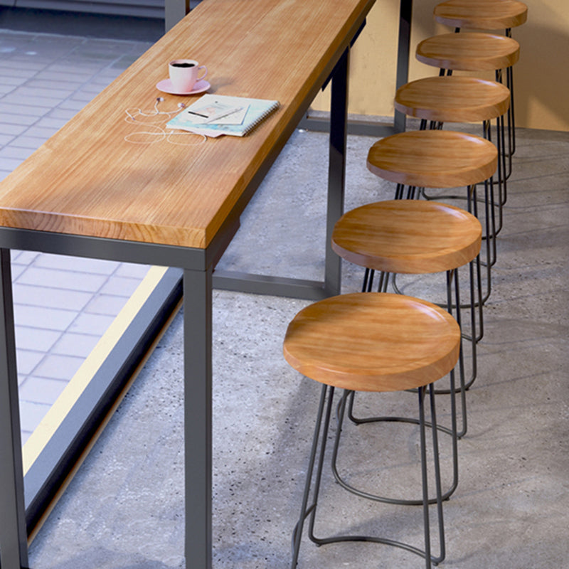 Armless Dining Stools Modern Bar Stools with Black Metal Base
