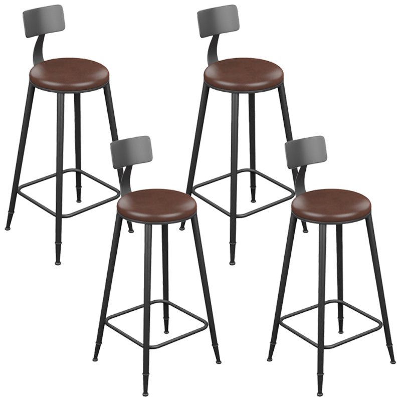 Armless Dining Stools Modern Bar Stools with Black Metal Base