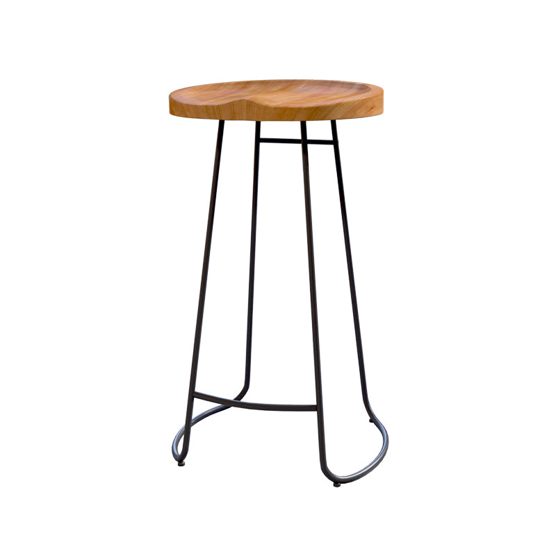 Armless Dining Stools Modern Bar Stools with Black Metal Base