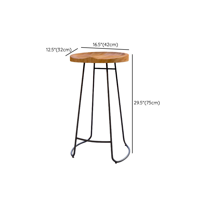 Armless Dining Stools Modern Bar Stools with Black Metal Base