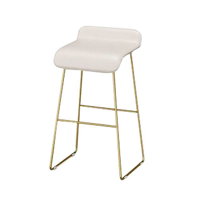 Faux Leather Bar Stool Modern Bar Height Armless Stool with Gold Base