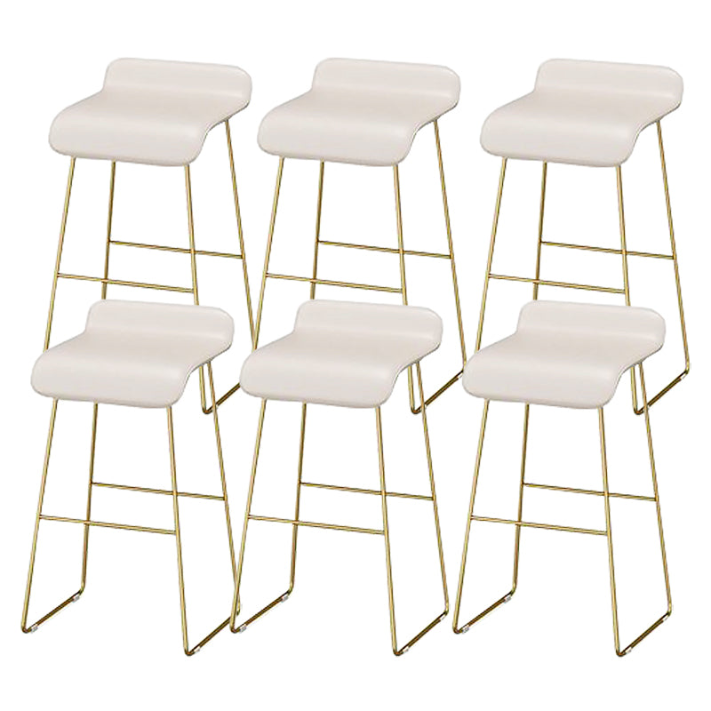 Faux Leather Bar Stool Modern Bar Height Armless Stool with Gold Base