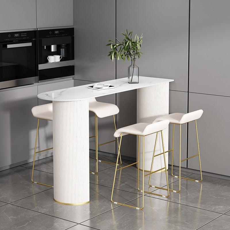 Faux Leather Bar Stool Modern Bar Height Armless Stool with Gold Base