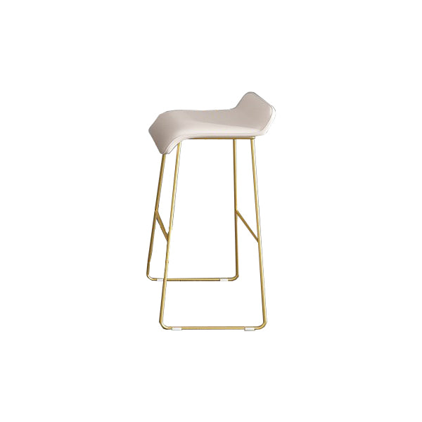 Faux Leather Bar Stool Modern Bar Height Armless Stool with Gold Base