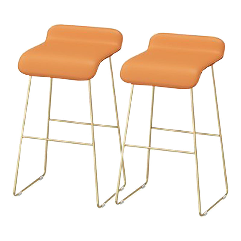 Faux Leather Bar Stool Modern Bar Height Armless Stool with Gold Base