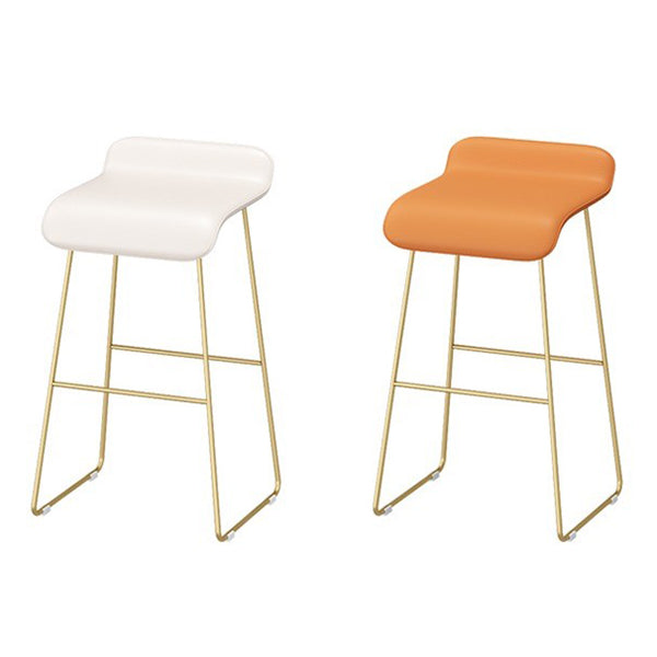 Faux Leather Bar Stool Modern Bar Height Armless Stool with Gold Base