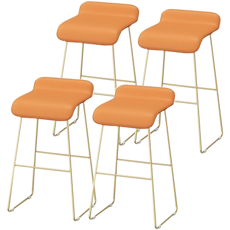 Faux Leather Bar Stool Modern Bar Height Armless Stool with Gold Base