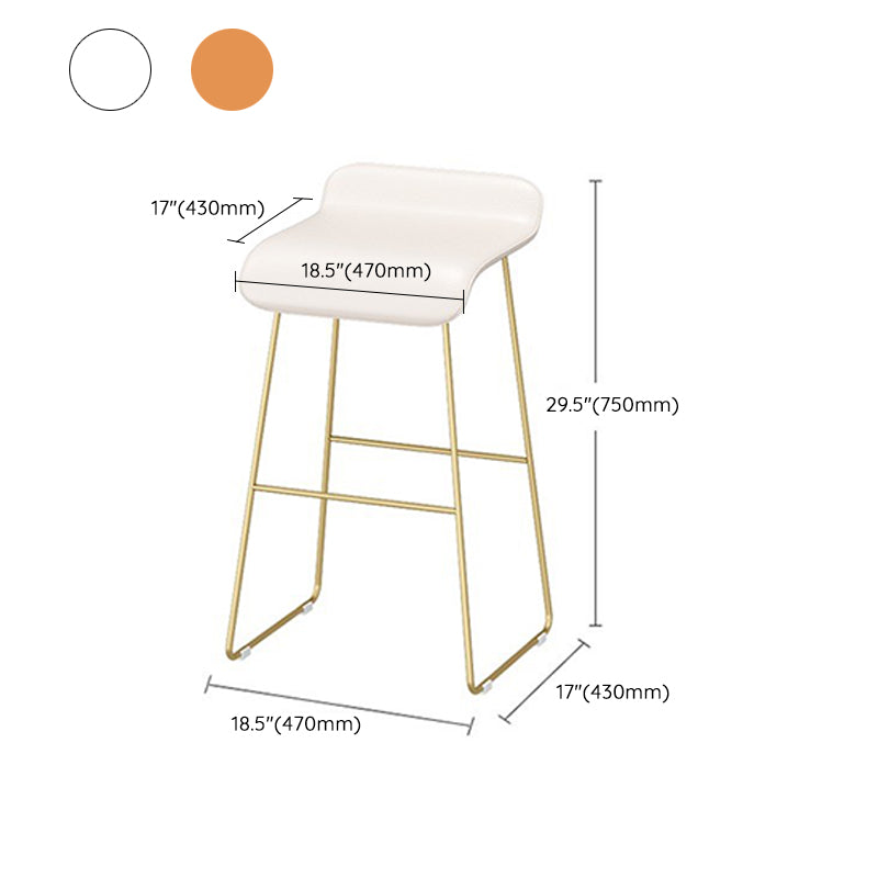 Faux Leather Bar Stool Modern Bar Height Armless Stool with Gold Base